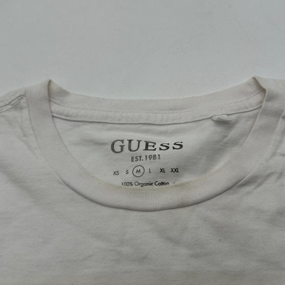 Men’s White Iridescent Guess Logo T Shirt - Picture 7 of 7